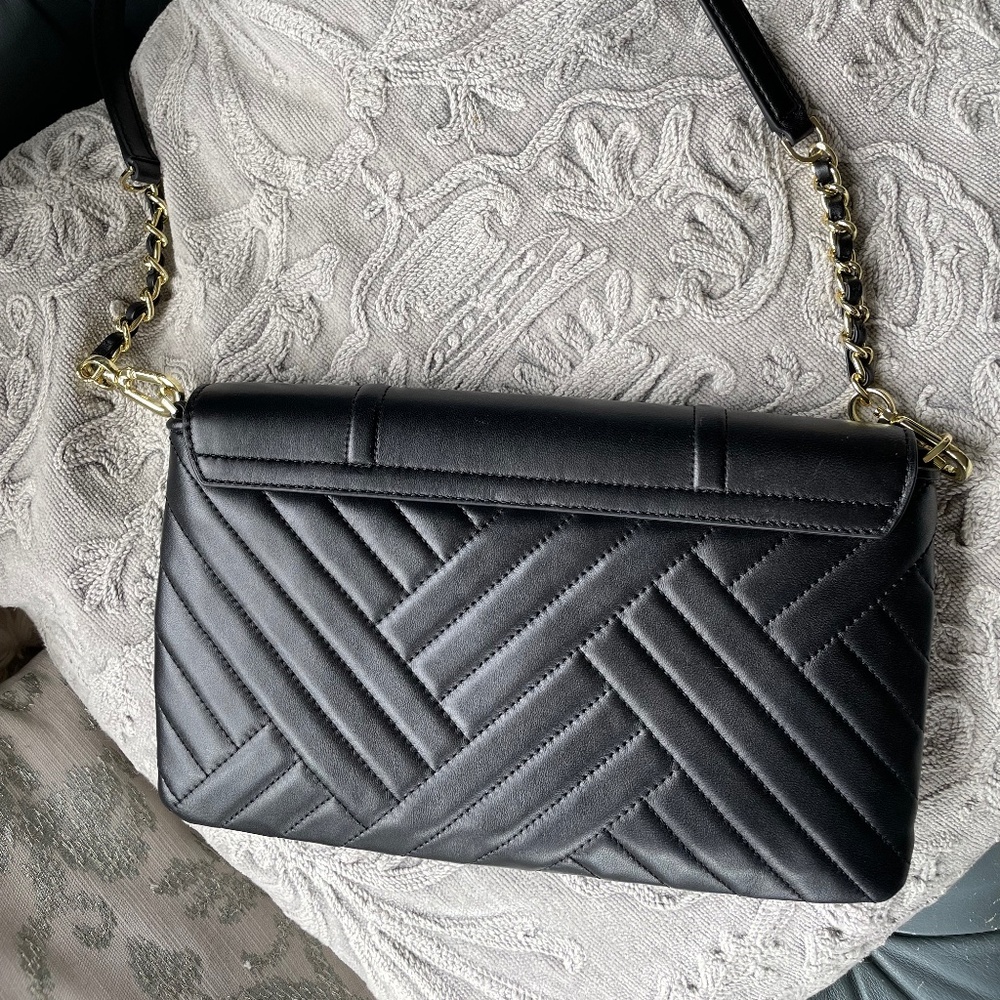 NWT Tory Burch Black Leather Alexa clutch handbag Retail $475 - Picture 2 of 12